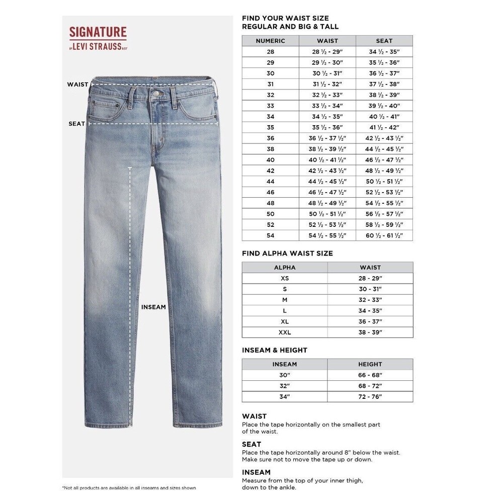 Signature by Levi Strauss & Co. Slim Fit Denim Jeans for Big and Mens 38x32 NEW - Picture 3 of 15